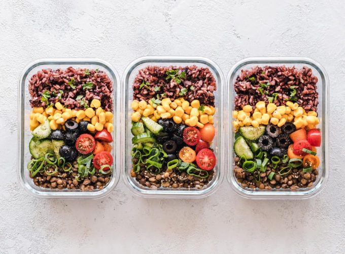 Three healthy and colorful meals
